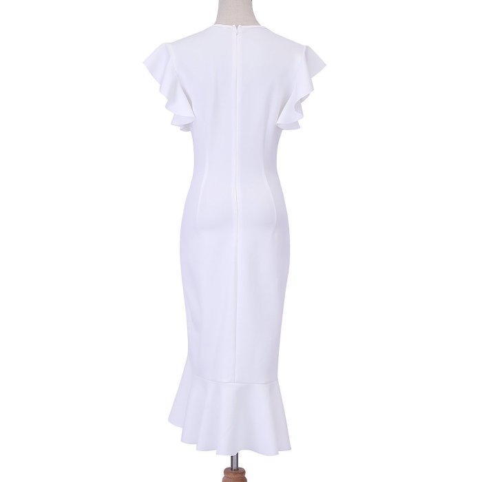 Sexy White Fishtail Sleeveless Bodycon Dress