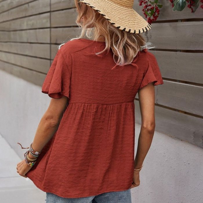 T-Shirts Women Tops For Holidays Summer Bohemian Beach Female Clothes Loose t-shirt Solid For Causal Blouses