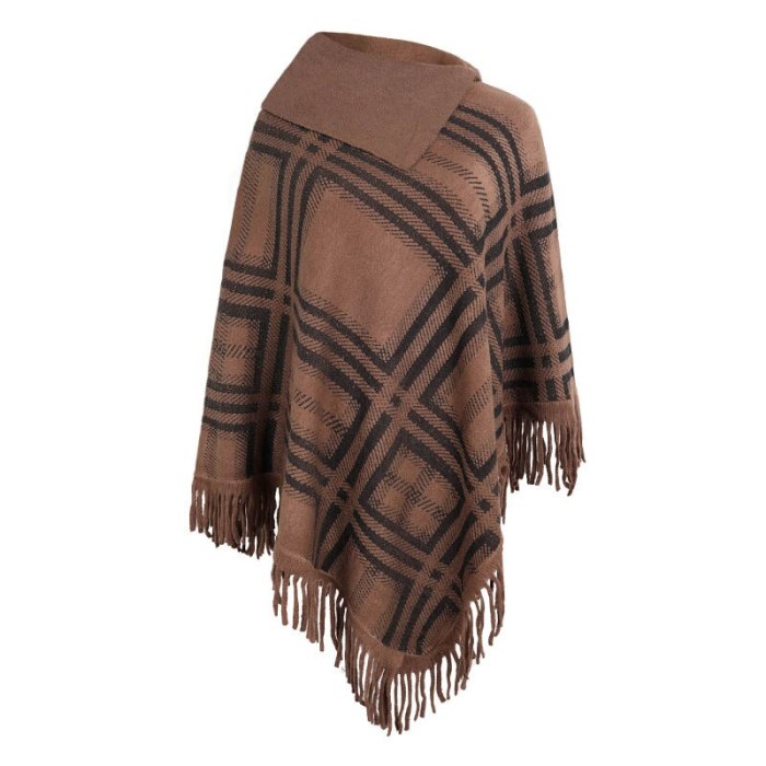 2021 Women New Autumn Winter Large Size Pullover Cloak Plaid Warm Ponchos and Capes High Quality Fashion Female Tippet Cappa