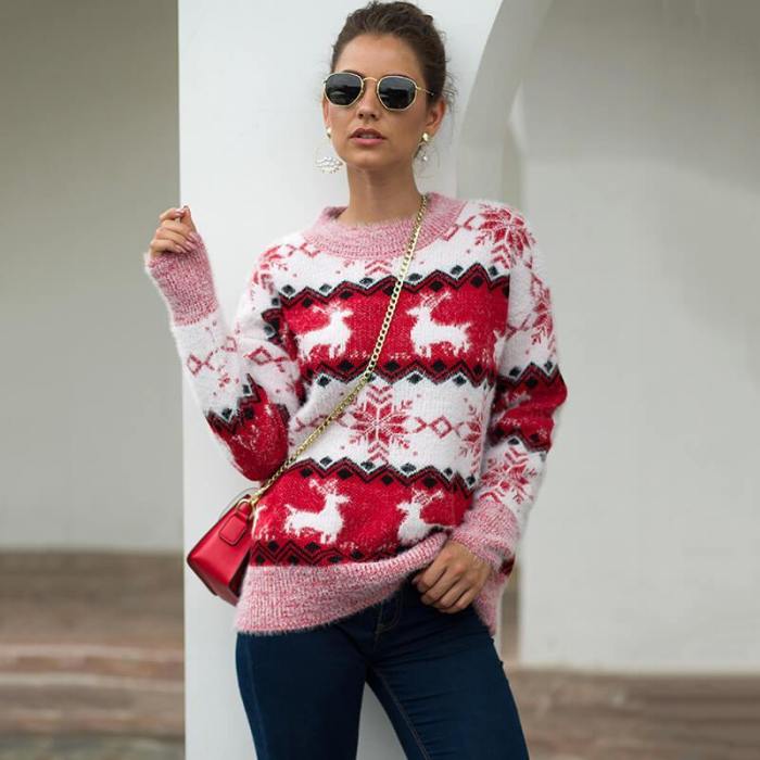 Christmas Snowflakes Jacquard Knit Sweater
