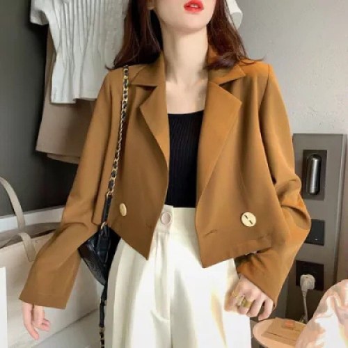 2021 Women Sweet Breasted Notched Collar Pink Tweed Woolen Short Blazer Coat Vintage Female Outerwear Chic Tops Size M-4XL