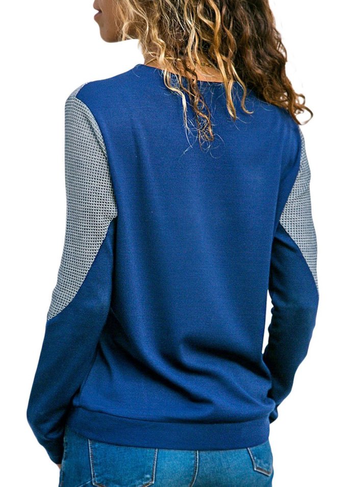 Color Block Round Collar Sweatshirt