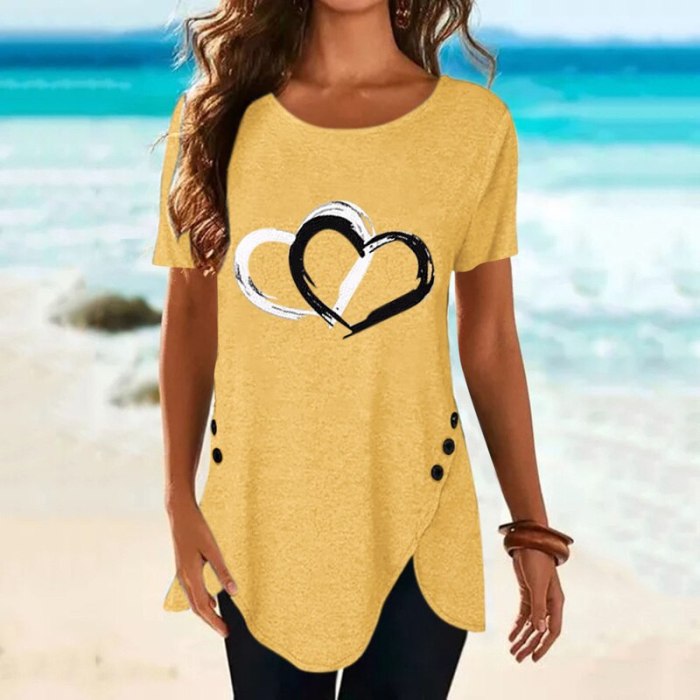 loose T-shirts Women Jumpers short Sleeve casual Tops Woman Pullovers female O-neck sexy love heart girls cloth Tee shirt AC0439