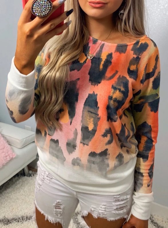 Gradient Tie-dye Leopard Sweatshirt