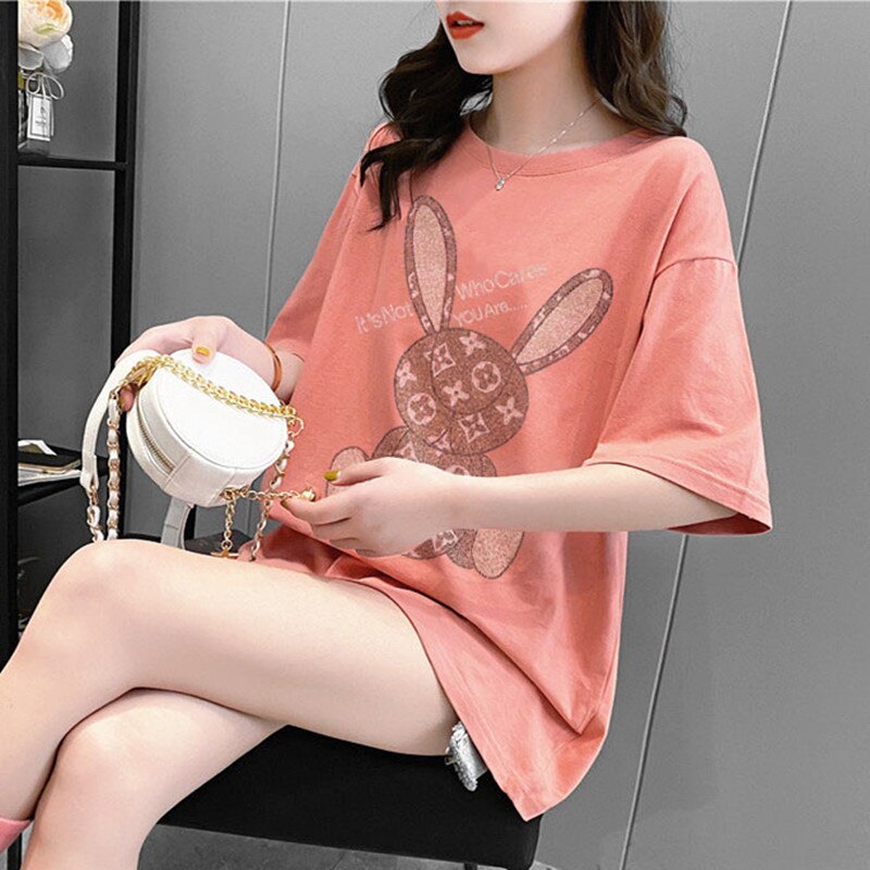 2021 new summer pure cotton ladies short-sleeved t-shirt maternity wear loose plus size women's French retro trendy ladies tops