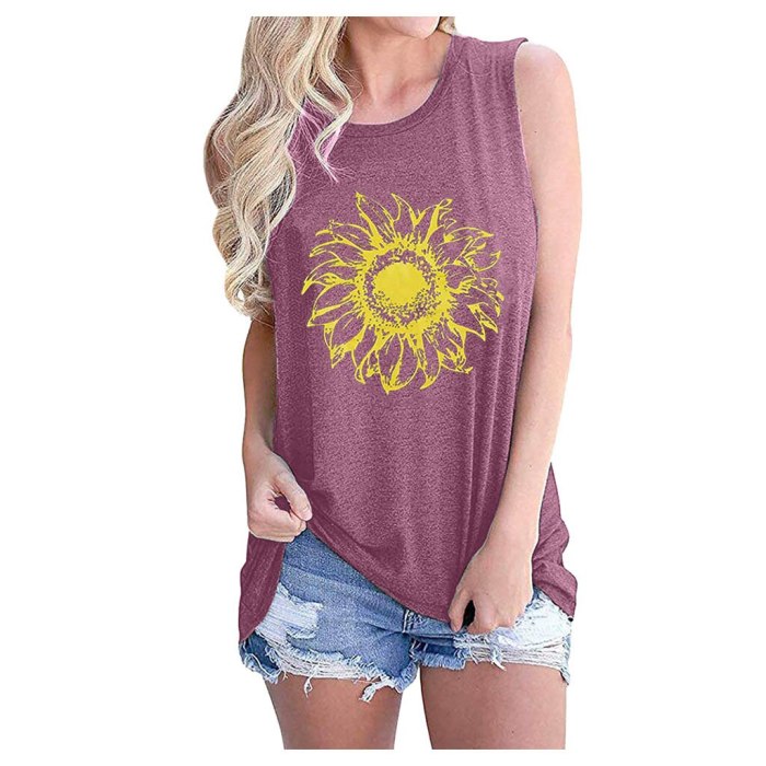 T Shirt Women Clothing Funny Graphic Vest Workout Cami Sunflower T Shirt Flowy Tunic Cute Tops