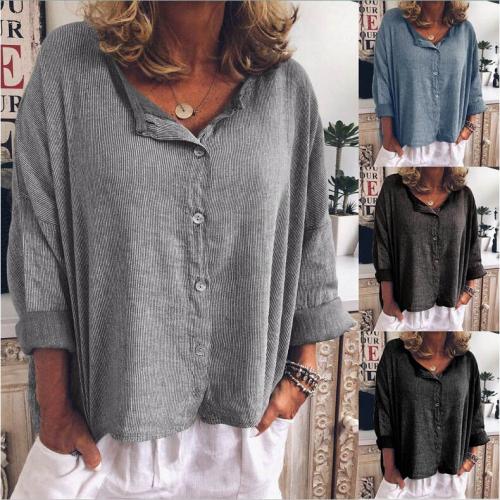 Women Long Sleeve hot style loose long-sleeved shirts Button Cardigan Shirt Blouse Tunic