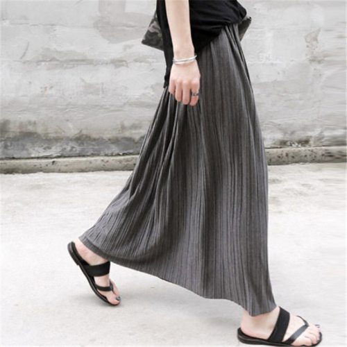 Long Skirt Latest Fashion Ankle Length Cotton Pleated Skirts for Women Autumn Winter High Waist Casual Woman Maxi Skirts ZY2406