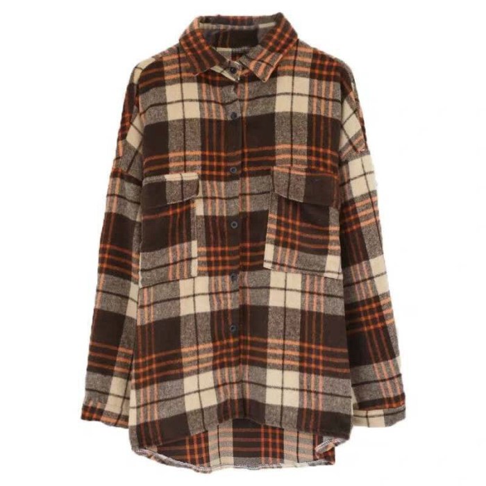 2021 Button Up Shirt Korean Style Oversized Plaid Shirts Blouse Women Autumn Cotton Blouse Long Sleeve Plus Size Blouses Blusas
