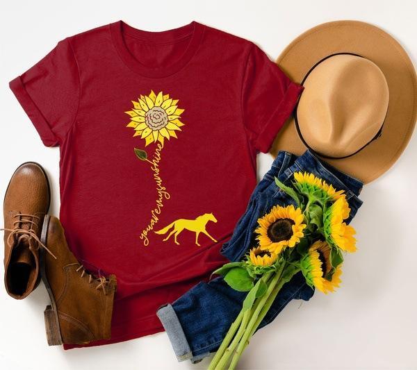 Sunflower Series Jesus Print T-shirt Women