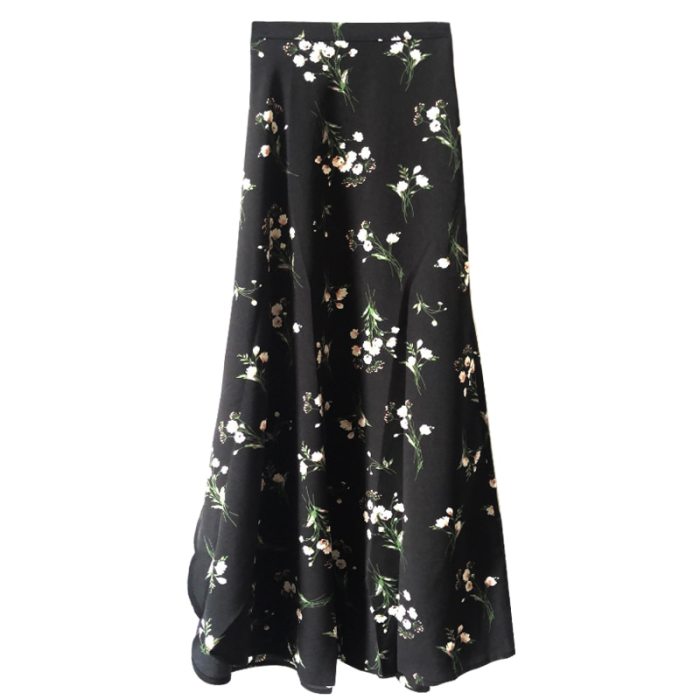 Wrap Skirts Women Casual Chiffon Tie-Waist Ruffle Wide Leg Loose