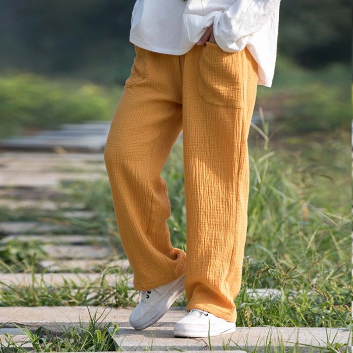 2023 Spring Women' Fashion comfortable cotton linen pants , Plus size Women pleated Autumn pants with pockets 5XL 6XL