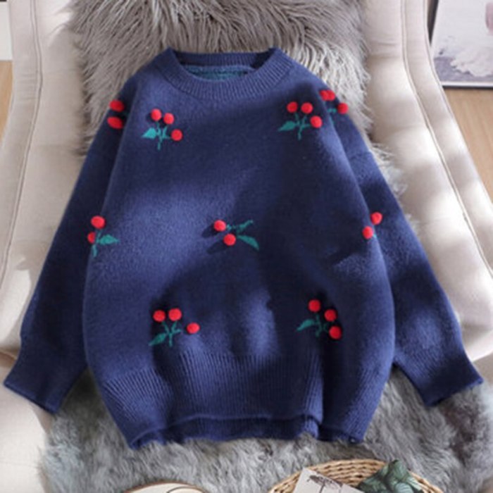 3D Plush Ball Decoration Sweater Casual Loose Pullover