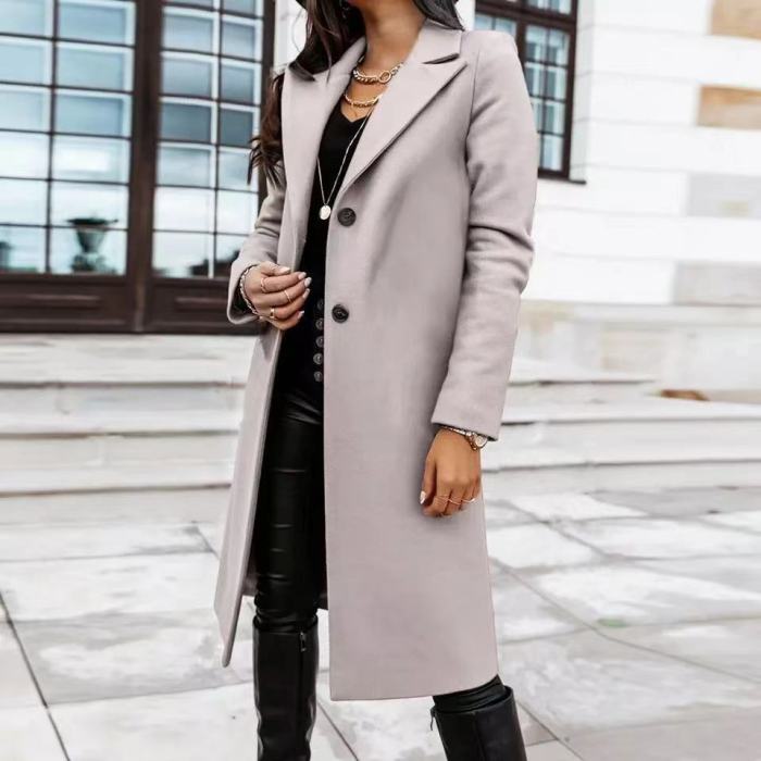 Fashion 2021 Ladies Women Long Wool Coats Autumn Winter Single Breasted Lapel Long Sleeve Overcoats Plus Size Casaco Feminino