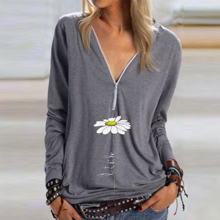 Casual Women Blouse Shirts V Neck Button Long Sleeve Tops