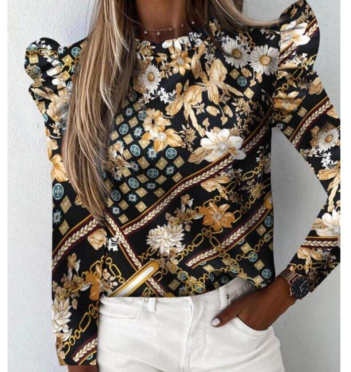 Elegant Striped Print Women Blouse Shirt Casual Autumn Butterfly Long Sleeve Shirts 2021 Office Lady Ruffle O Neck Tops Blusa