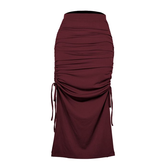 Summer Ladies Hot Sale Personalized Bag Hip Skirt Solid Color Pleated Tight-fitting All-match Skirt Casual Daily Sweet Style
