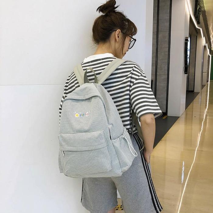 2020 Fashion Women Plaid Backpack Female Schoolbag Bag for Teenager Girls Top Handle Casual Travel Backpack Book Bags Mochila