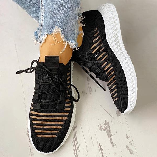 streetally Net Surface Breathable Lace-Up Hollow Out Sneakers