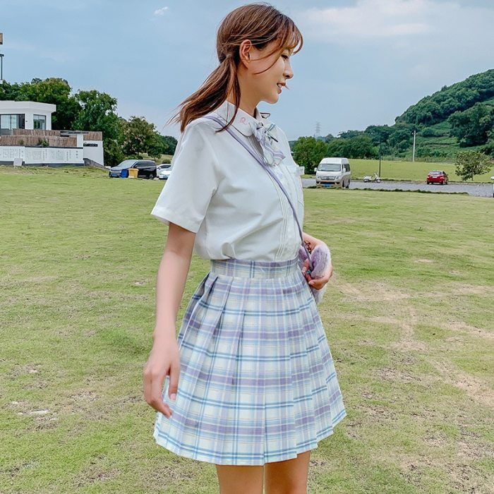 Y2K Skirts 2021 High Waist Korean Style Pleated Skirts for Girls Cute Sweet Ladies Plaid Mini Skirt Women