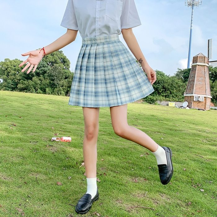 Y2K Skirts 2021 High Waist Korean Style Pleated Skirts for Girls Cute Sweet Ladies Plaid Mini Skirt Women