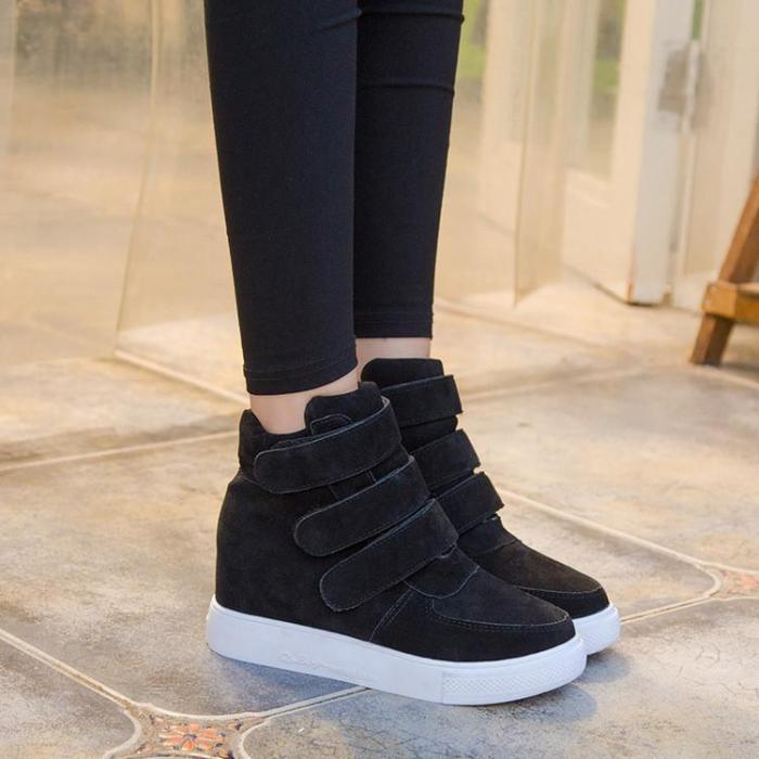 Simple Fashion Increased Velcro Ankle Boots