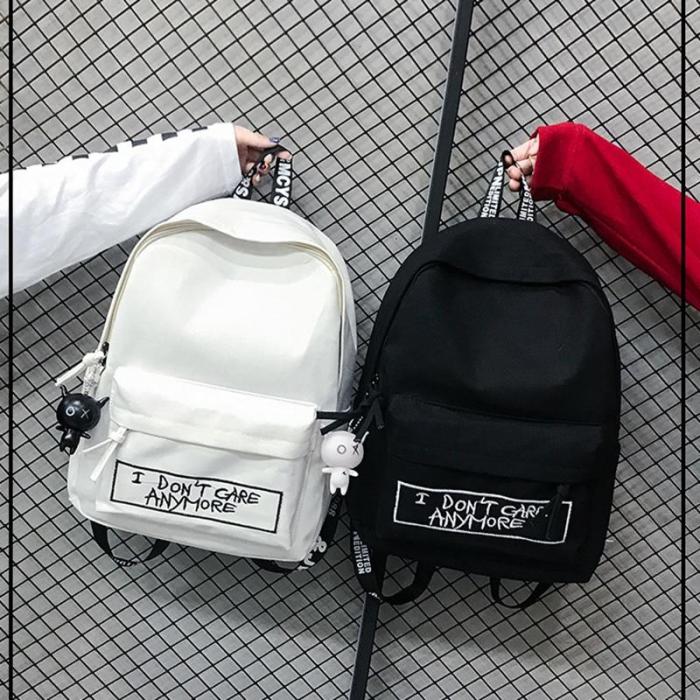 Canvas Backpack Harajuku Style Women Backpack Doll Pendant Shoulder Bag High Quality Girl School Backpack Mochila Bagpack