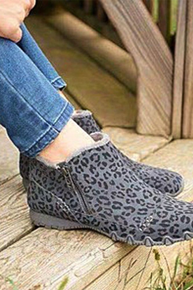 Women Zip Winter Solid Snow Boots Ladies Warm Flat Fur Suede Ankle Boot 2021 New Fashion Casual Non-Slip Plush Shoes Footwear