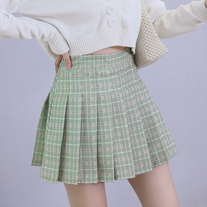 Y2K Skirt Preppy Style Plaid Pleated Skirts for Girls Cute Japanese School Ladies Kawaii Mini Skirt Women
