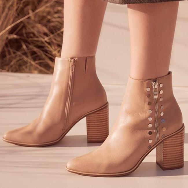 Women's Fashion Solid Color Studded Ankle Boots