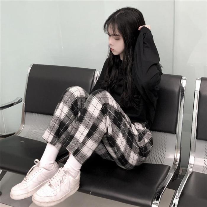 Harajuku Plaid Pants Harem Pants Causal Pants for Women