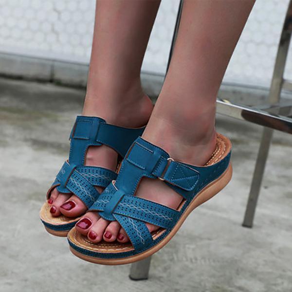 Peep Toe Platform Wide Fit Sldie Slipper Sandals