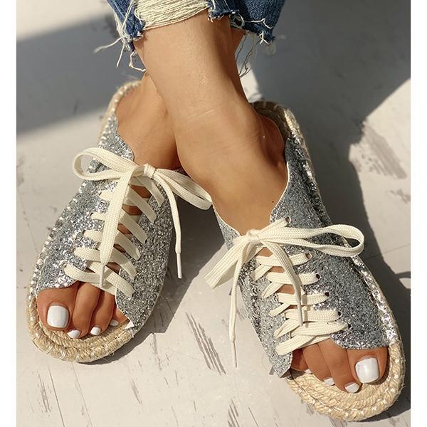 Sequins Lace-Up Special Slippers