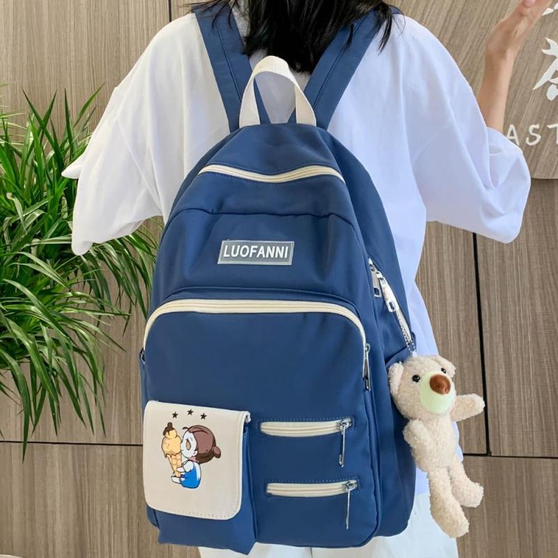 Trendy College Women Cute Backpack Canvas Female Harajuku School Bag Print Book Ladies Backpack Kawaii Fashion Girl Bags Student