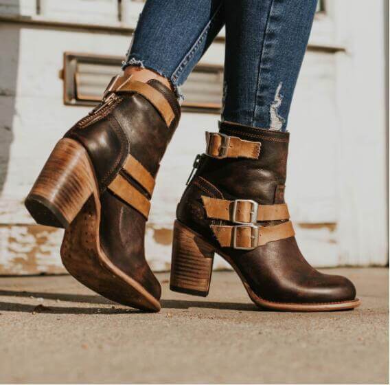 Retro Middle High Chunky Heels Ankle Boots