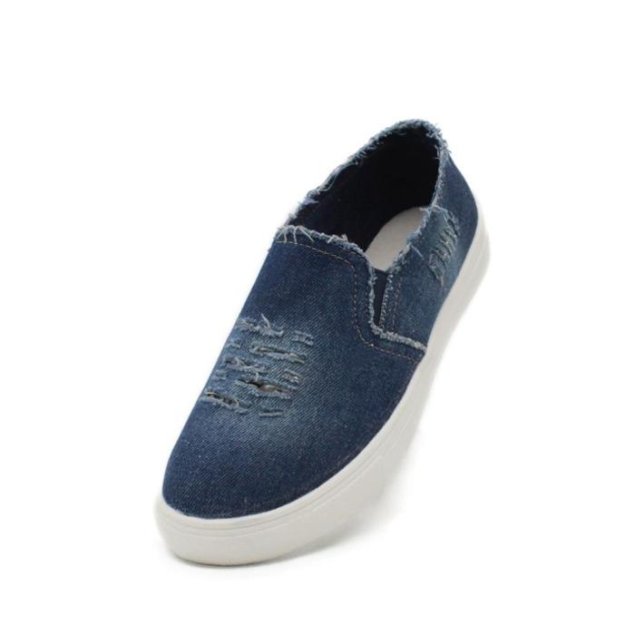 Women Denim Canvas Casual Platform Breathable Footwear Classic Loafers A Pedal Lazy Sneakers Shoes