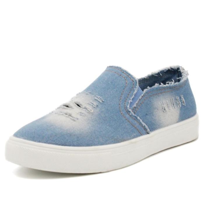 Women Denim Canvas Casual Platform Breathable Footwear Classic Loafers A Pedal Lazy Sneakers Shoes