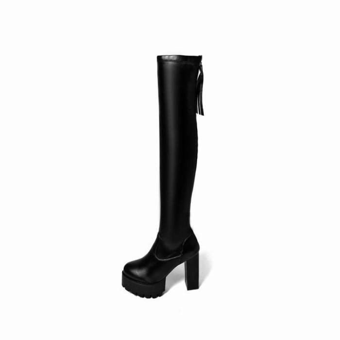 Round Toe Platform High Chunky Heels Over-knee Long Boots