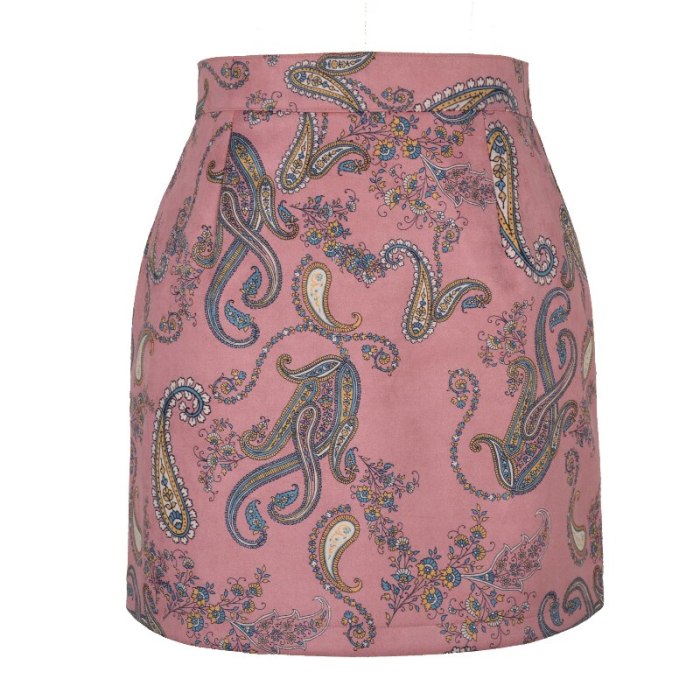 Modegal Women's High Waisted Mini Skirts Zipper Print A line Above Knee Vintage Casual Short Skirt Bodycon