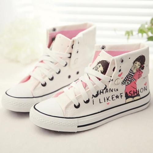 Sweet Hand-Painted Lace Up Canvas Sneakers