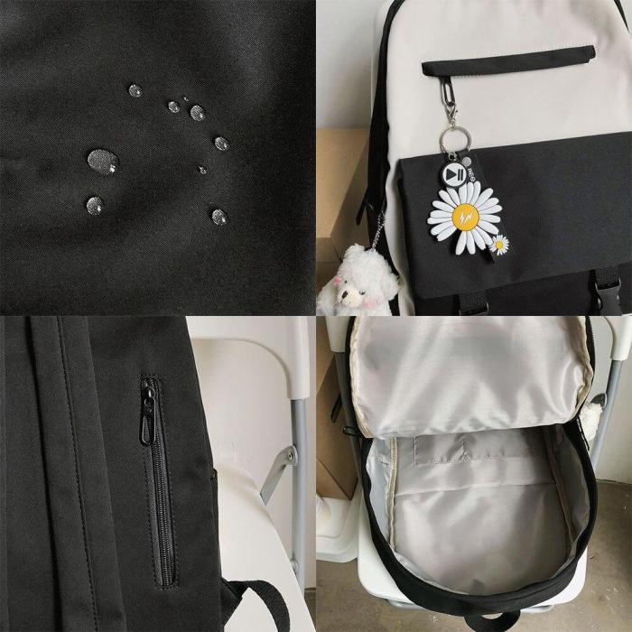 College Student Harajuku Backpack Cute Women Flower School Bag Ladies Book Kawaii Backpack Girl Waterproof Nylon Bags Female New