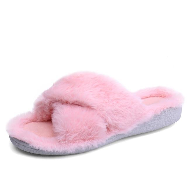 Winter women indoor slippers home shoes fur slippers warm shoes woman house slippers ladies slip on flats