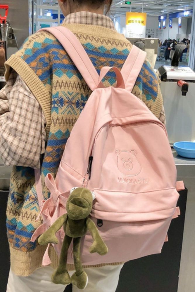 School Bags For Cute Girls Casual Shoulder Bag Bow Design Women Travel Backpack College Style Student Bookbag Harajuku Backpack