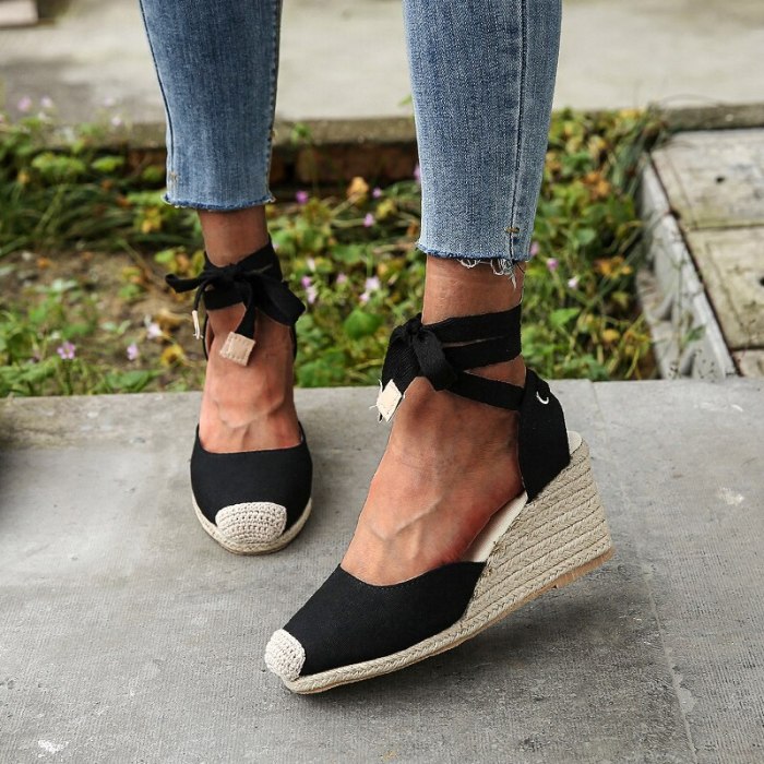 New 2021 Women Sandals Summer Wedge Shoes Buckle Fashion Casual Lace Up Women Shoes Beach Ladies Sandals Sandalias De Mujer