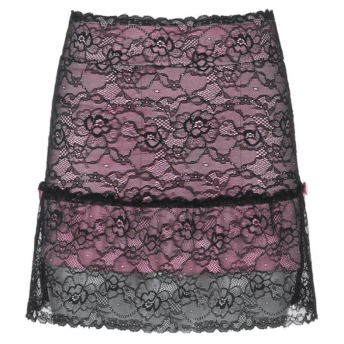 Patchwork Lace Gothic Y2K Skirt Punk Style Mini Skirts