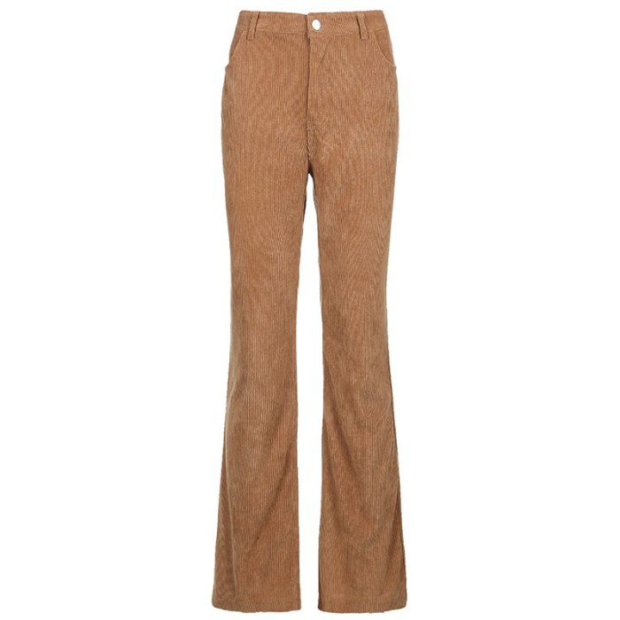 Y2K Corduroy Long Trousers Women Skinny Mid Waist Pants