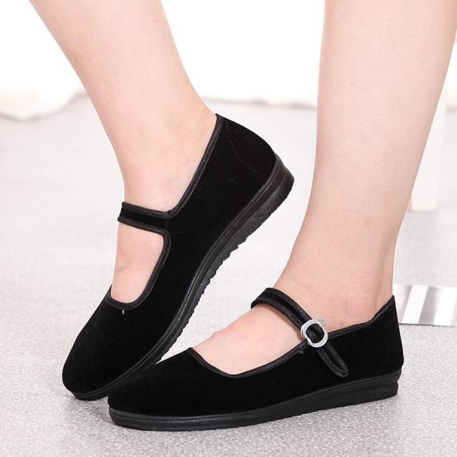 Women Mary Janes Flats Spring Loafers Ladies Buckle Strap Black Casual Fabric Mother Shoes Female Comfort Breathable Footwear 20