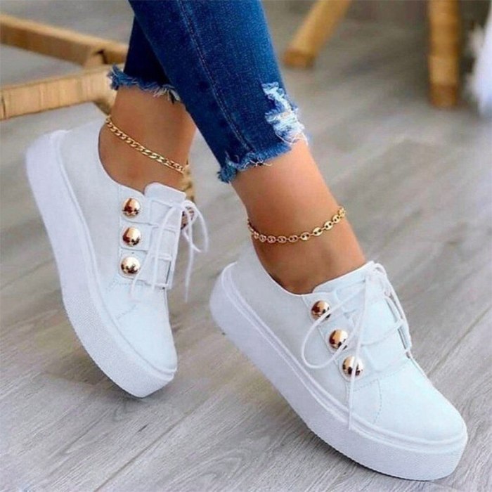 2021 New Fashion Leather Lace Up Thick Soles Women Shoes Solid Lady All Match Comfortable Round Toe Sneakers Casual Sport Shoes