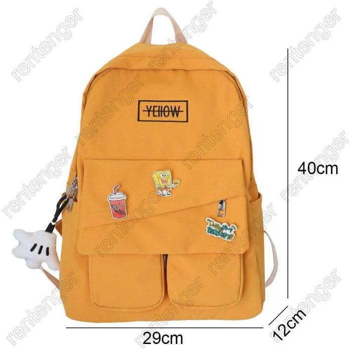Book Fashion Lady Kawaii Backpack Waterproof Nylon Girl School Bag College Female Cute Backpack Badge Women Harajuku Bag Student
