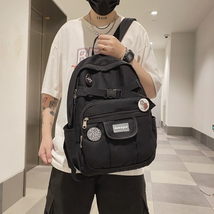 Fashion 2021 Boy Buckle Laptop School Bag Backpacks For Teenage Girls Female Unisex Nylon Women Waterproof Book Bags Student Men